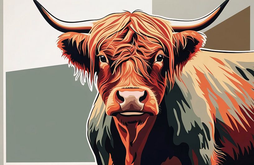 Abstract colourful Scottish highlander by Art & Soul Creations