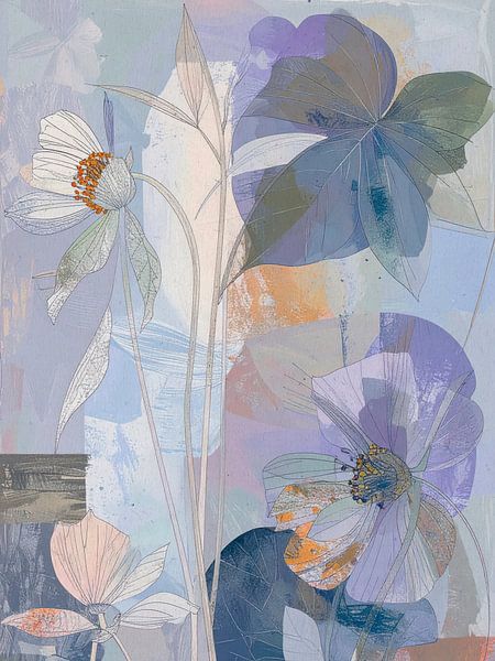 Abstraktes und verträumtes botanisches Gemälde in Lavendelfarbe von Studio Pieternel
