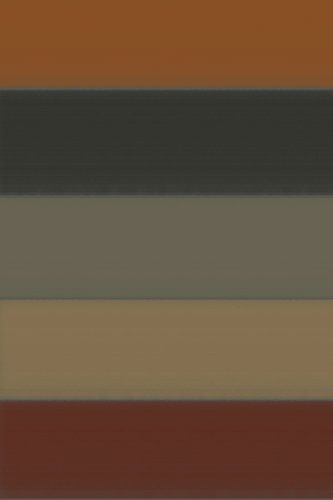 Strepen in oker, groenblauw, grijs, warmbruin. Moderne abstracte kunst.