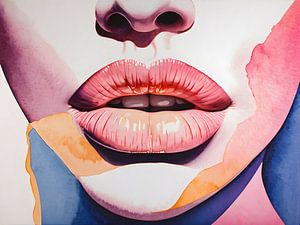 Abstracte lippen in aquarel kleurenpracht