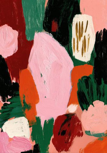 Abstracte kleurvlakken in roze en groen