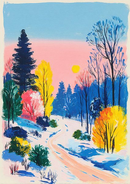 Winter Landscape Gouache Retro by Niklas Maximilian