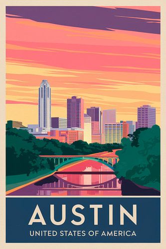 Austin, Texas - Vintage Reisposter