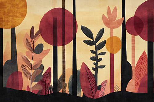 Forêt abstraite aux couleurs vives