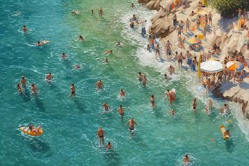 Zee en Strand | Schilderij Zomer | Zonnig schilderij om blij van te worden van ARTEO Schilderijen