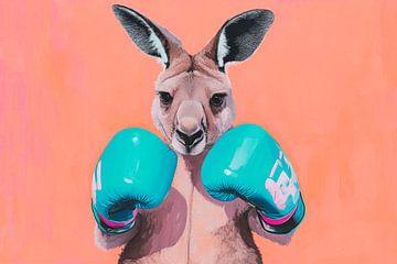 Boksende kangoeroe in de ring van Poster Art Shop
