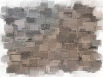Abstract beige grijs vierkanten van Maurice Dawson