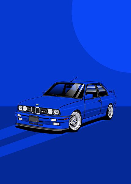 Kunstauto BMW E30 M3 blau von D.Crativeart