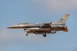 Un Lockheed Martin F-16 de l'armée de l'air américaine atterrit sur la base aérienne de Shaw.