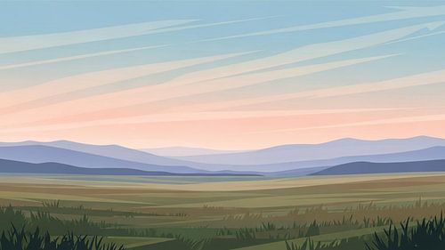 Minimalist Pastel Hills Landscape