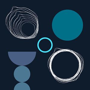 Mond Magie Linien Formen in Blau Teal