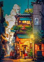 weg van zonsondergang pixel kunst