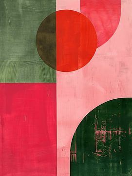 Roze en Groen Abstract van Gypsy Galleria