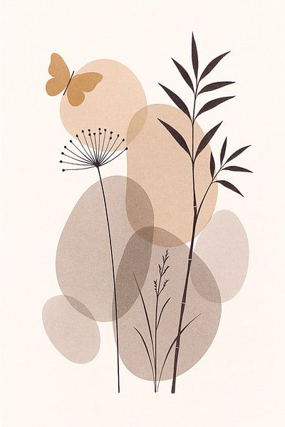 Bambus und Schmetterling Japandi von Claudia Gründler