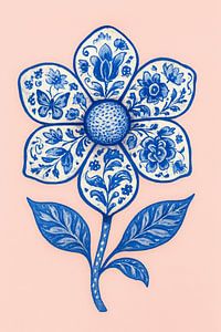 Delfter Blau Blume auf Pastell