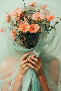 Blumen in Tüll