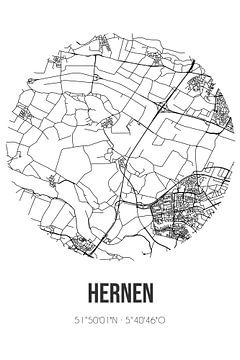 Hernen (Gelderland) | Landkaart | Zwart-wit van Rezona