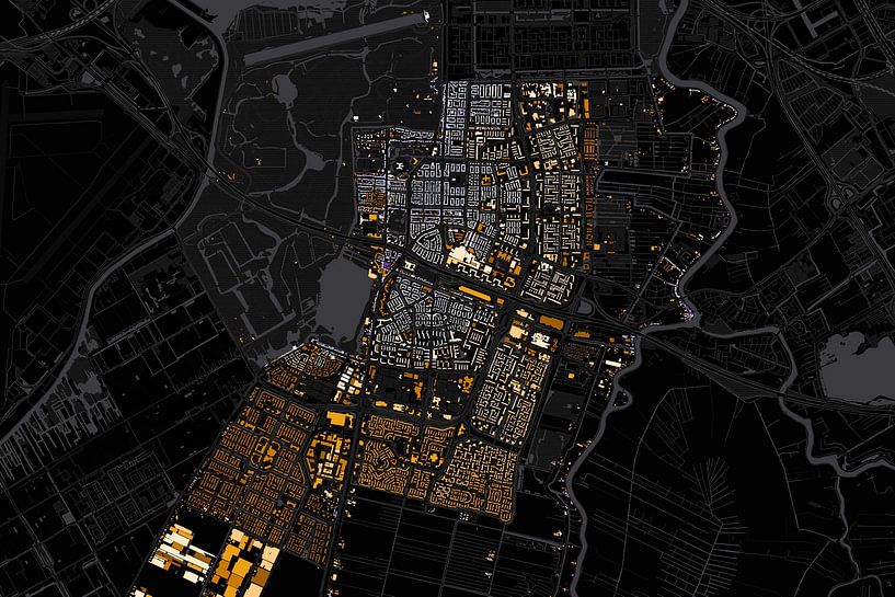 Kaart van Amstelveen abstract van Maps Are Art