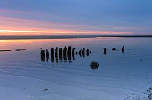 Pole im Wattenmeer an der friesischen Küste