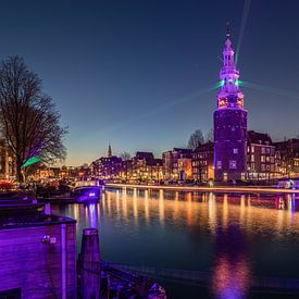 Montelbaanstoren tijdens Amsterdam Light Festival van Jeroen de Jongh