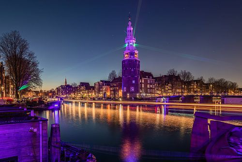 Montelbaanstoren tijdens Amsterdam Light Festival