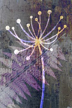 Modern Botanical: Farn und abstrakter Löwenzahn