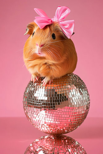 The chic guinea pig on a disco ball