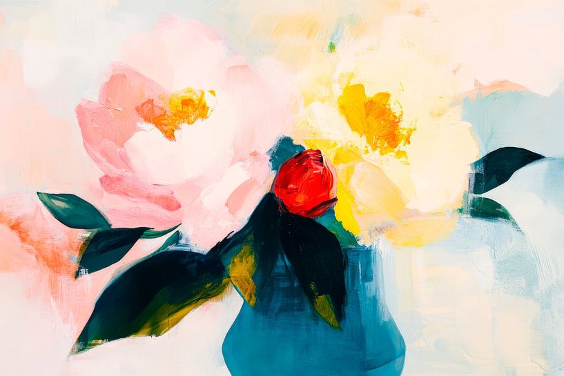 Bunte Blumenstillleben in sanften Farben von Poster Art Shop