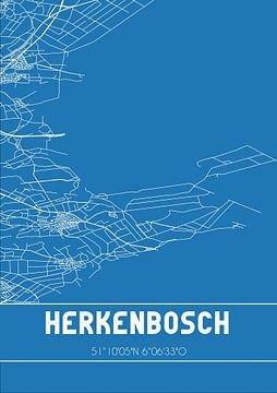 Blauwdruk | Landkaart | Herkenbosch (Limburg) van MijnStadsPoster