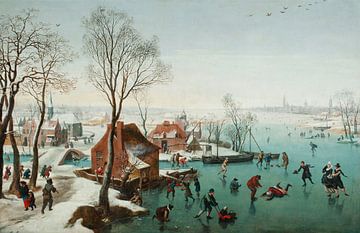Januar, Schlittschuhlaufen auf dem gefrorenen Fluss, Jan Wildens