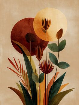 Boho botanical abstraction in earth tones