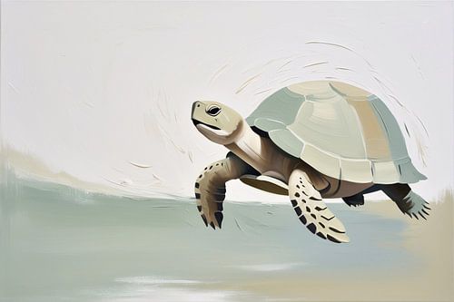 Serene schildpad in minimalistisch water