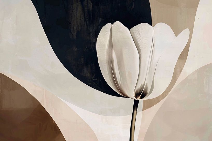 Abstracte Tulp in Monochrome Tinten van Art & Soul Creations