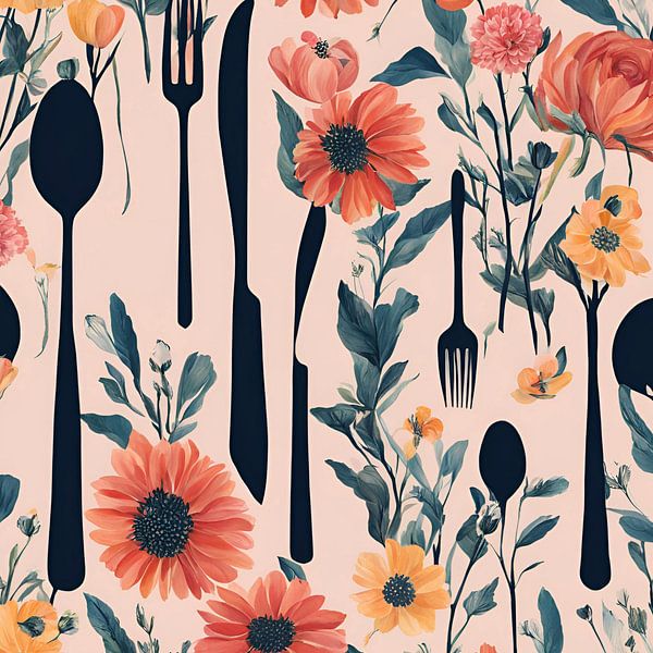 Messer und Gabel Florale Illustration von ComfortQ