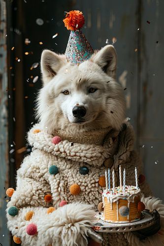 Wolf with birthday hat