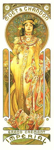 Picture Drinks - Grand Cremant - Art Nouveau Painting Mucha Jugendstil by Alphonse Mucha