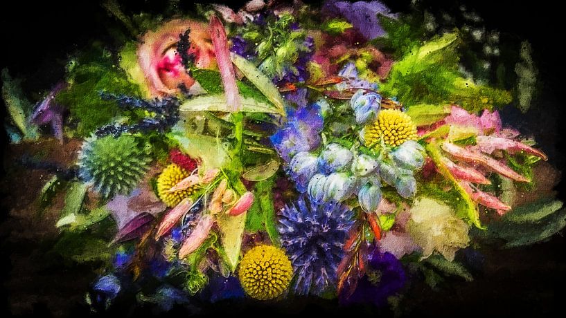Bunter Blumenstrauß (Panorama, Gemälde) von Art by Jeronimo