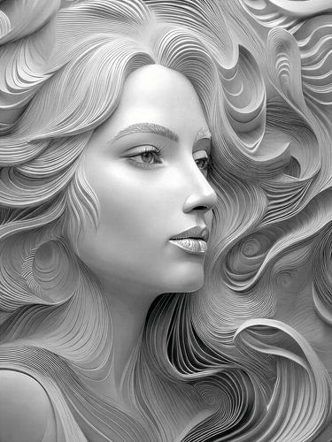 Elegant 3D-reliëf van een vrouwelijk gezicht
