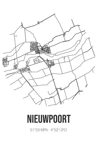 Nieuwpoort (Zuid-Holland) | Karte | Schwarz-Weiß