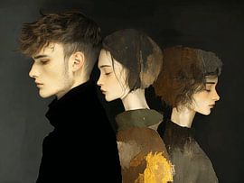 Triplets | Figurative Portrait of Together and Yet Alone by KRAB
