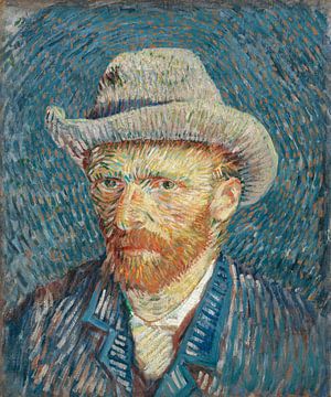 Schilderij Vincent van Gogh, Zelfportret Van Gogh met grijze vil