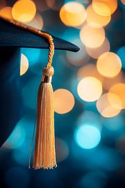 Graduate hat with golden tassel detail by Poster Art Shop