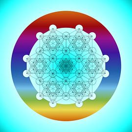 Le cube de Metatron dans un cercle arc-en-ciel sur Greta Lipman