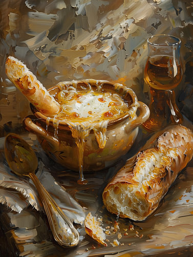 Franse uiensoep en stokbrood