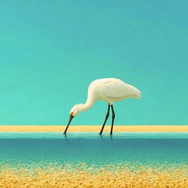 Der Löffler an der Lijn | Minimalistische Wandkunst für ein klares Interieur von KRAB