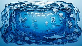 Layered Paper-Cut Ozean Szene - Künstlerische Unterwasserwelt