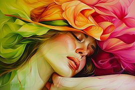 Digitaal abstract schilderachtig portret vrouw van Egon Zitter