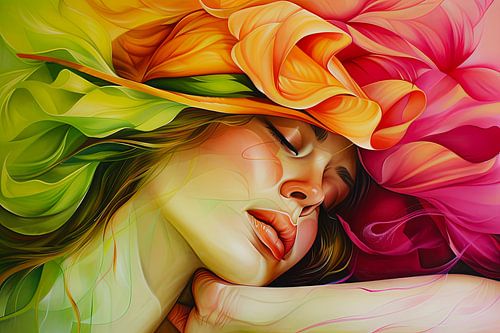 Digitaal abstract schilderachtig portret vrouw