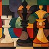 Abstrakte Schachfiguren Kubismus buntes Panorama von TheXclusive Art
