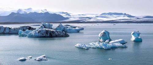 Des icebergs flottant dans la lagune glaciaire de Jökulsárlón, en Islande